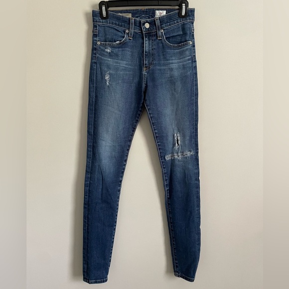AG Adriano Goldschmied The Farrah High-Rise Distressed Skinny - Picture 1 of 7